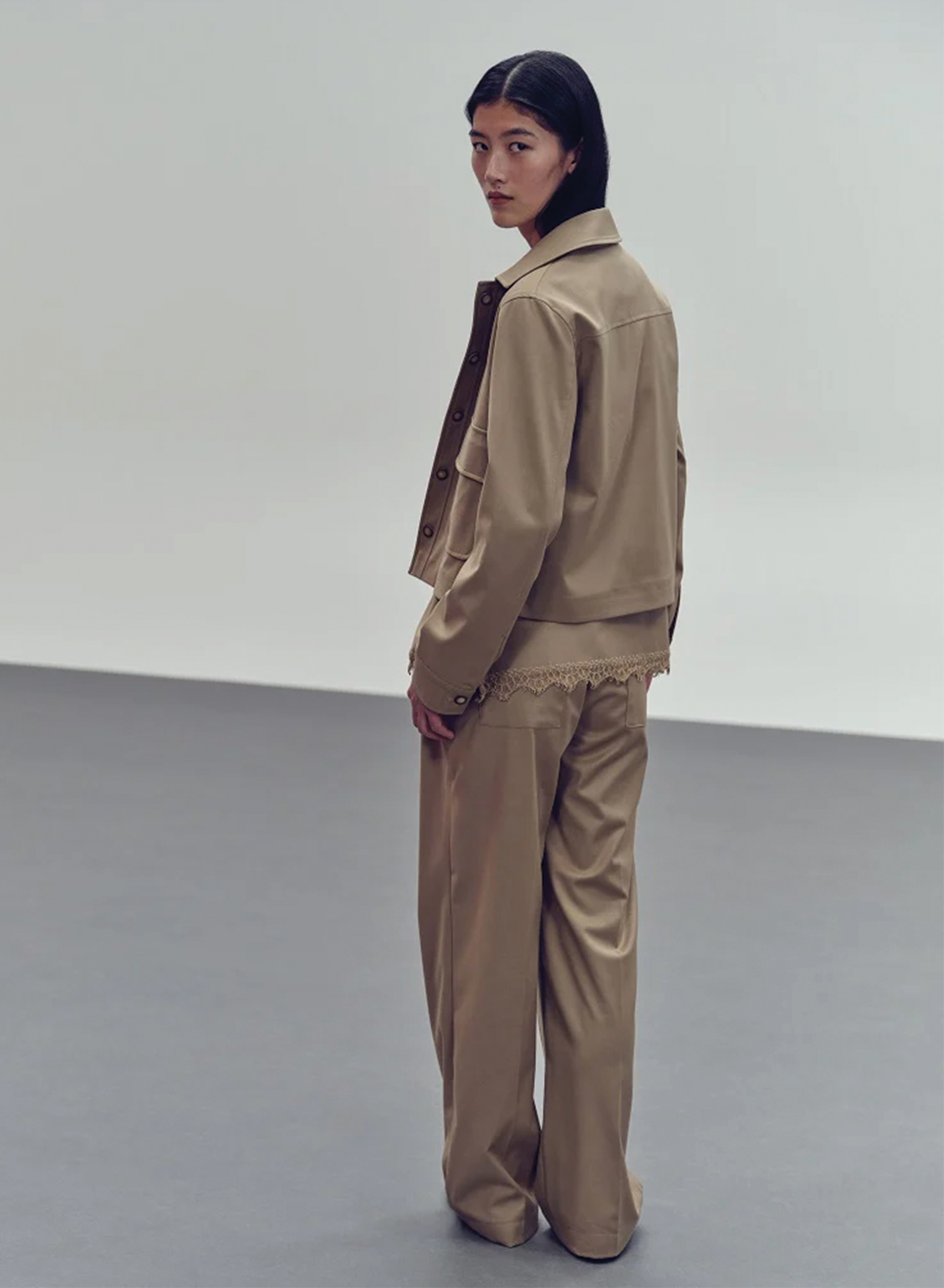 Beige Jacket with buttons and with external front pockets "ANGELICA" Devotion Twins - 1