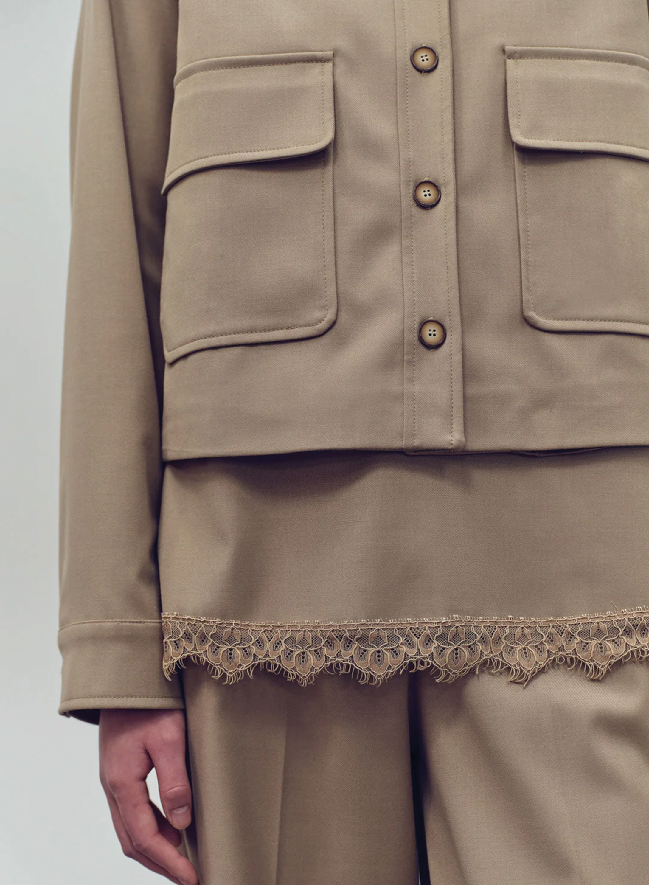 Beige Jacket with buttons and with external front pockets "ANGELICA" Devotion Twins - 2
