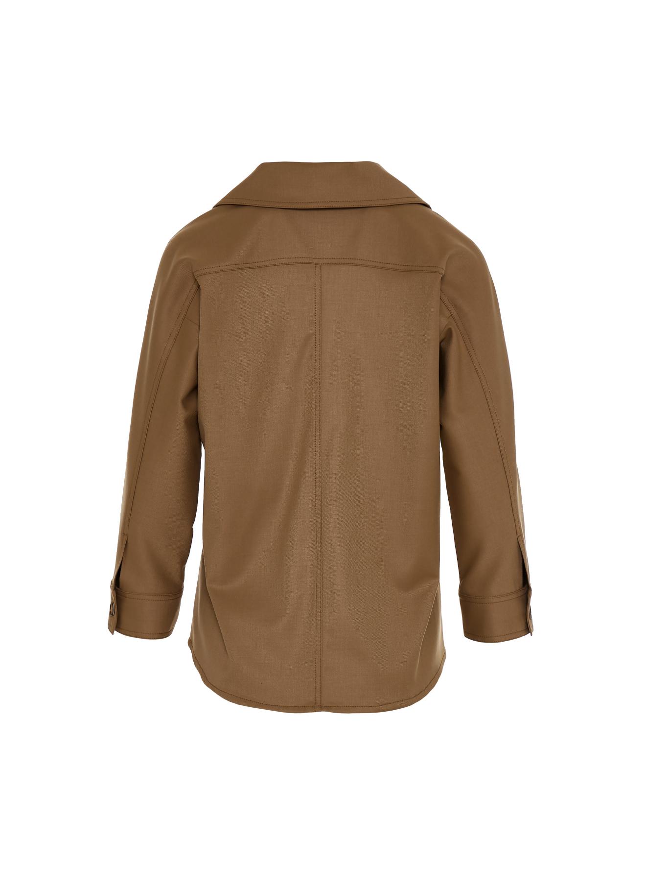 Beige Blouse with shirt collar and with V neckline "GERANIUM" Devotion Twins - 4