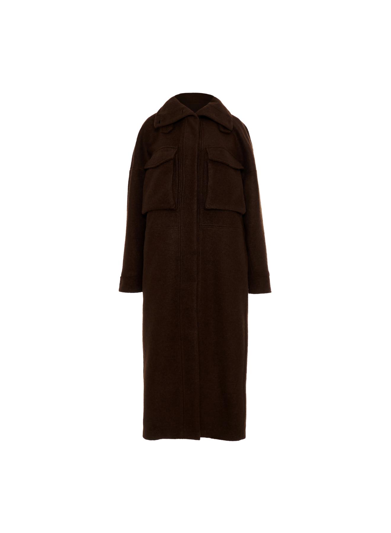 Brown long Coat with external front pockets "OLEANDER" Devotion Twins - 3