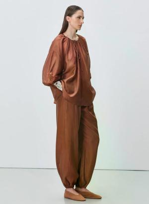 Chocolate Blouse with cuffs "SATIN" Devotion Twins - 61646