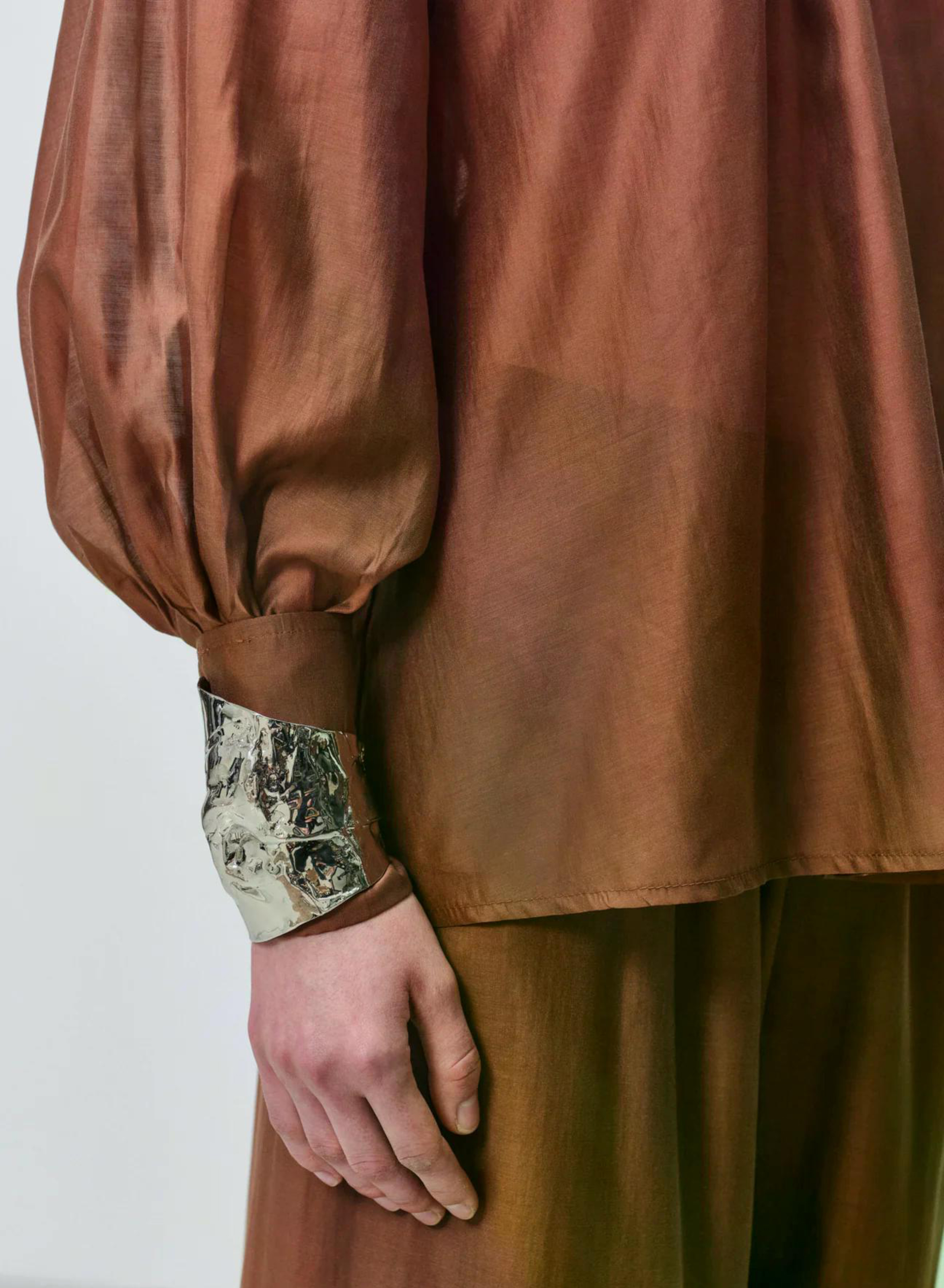Chocolate Blouse with cuffs "SATIN" Devotion Twins - 5