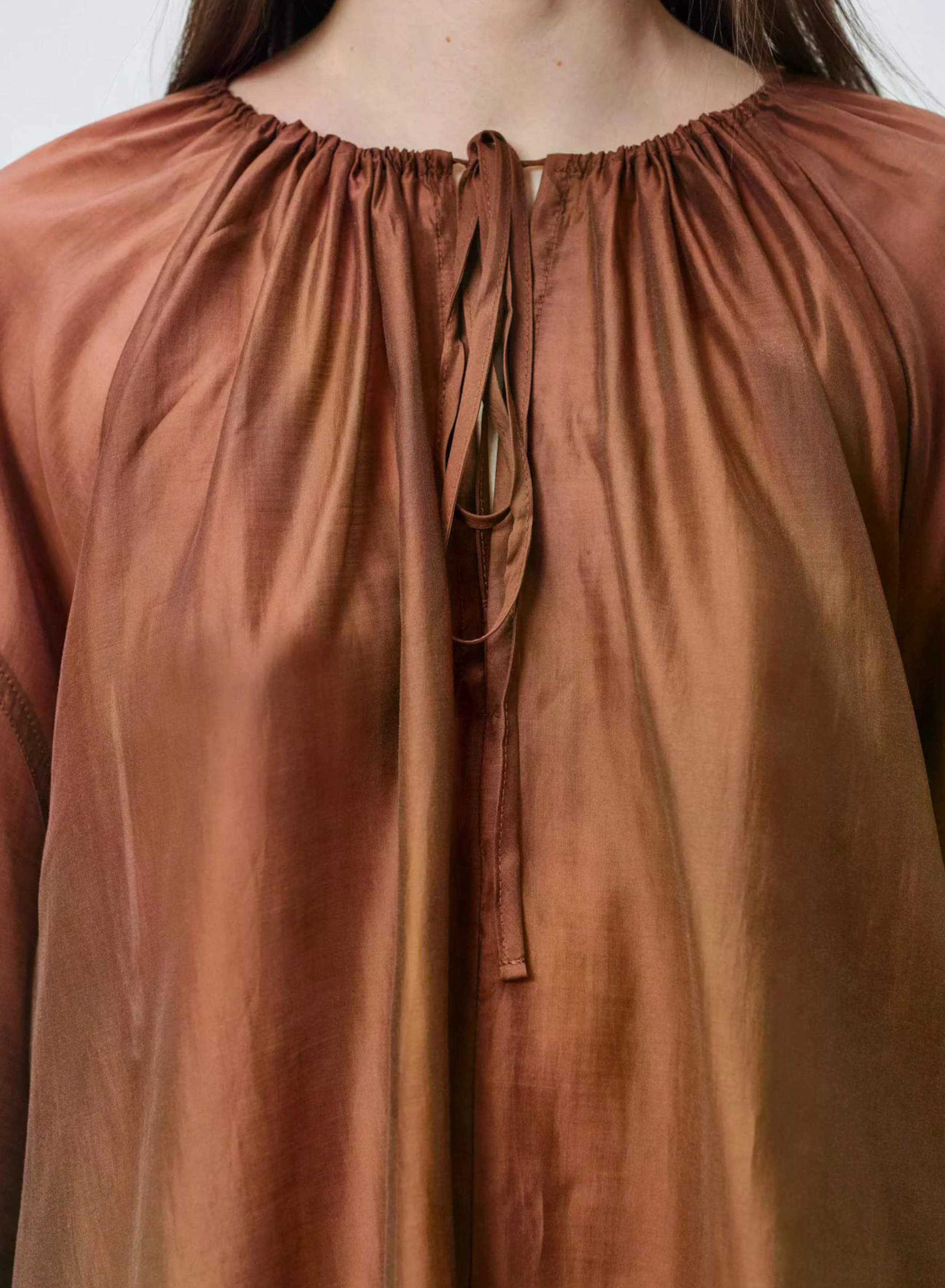 Chocolate Blouse with cuffs "SATIN" Devotion Twins - 4