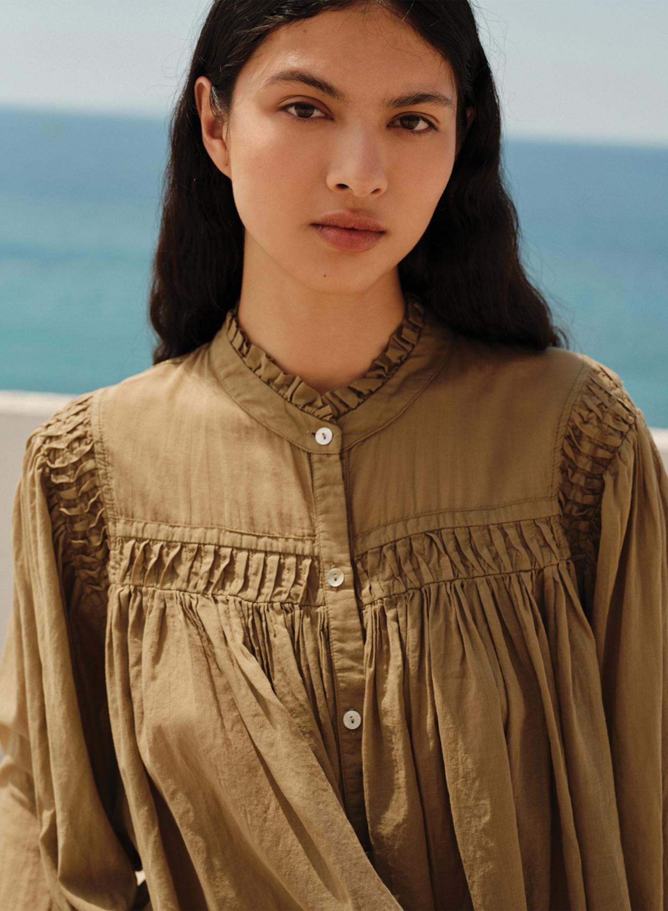 Σοκολά Πουκάμισο voile με στρογγυλή λαιμόκοψη "BLOOM" Devotion Twins - 2