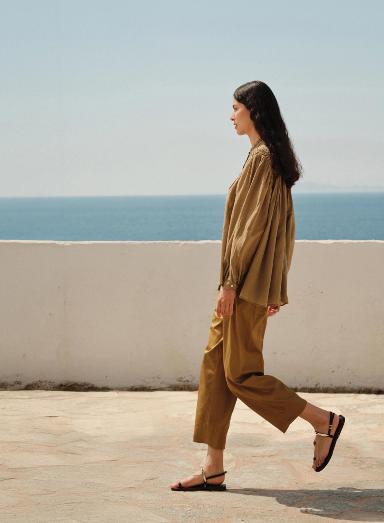 Σοκολά Πουκάμισο voile με στρογγυλή λαιμόκοψη "BLOOM" Devotion Twins - 3