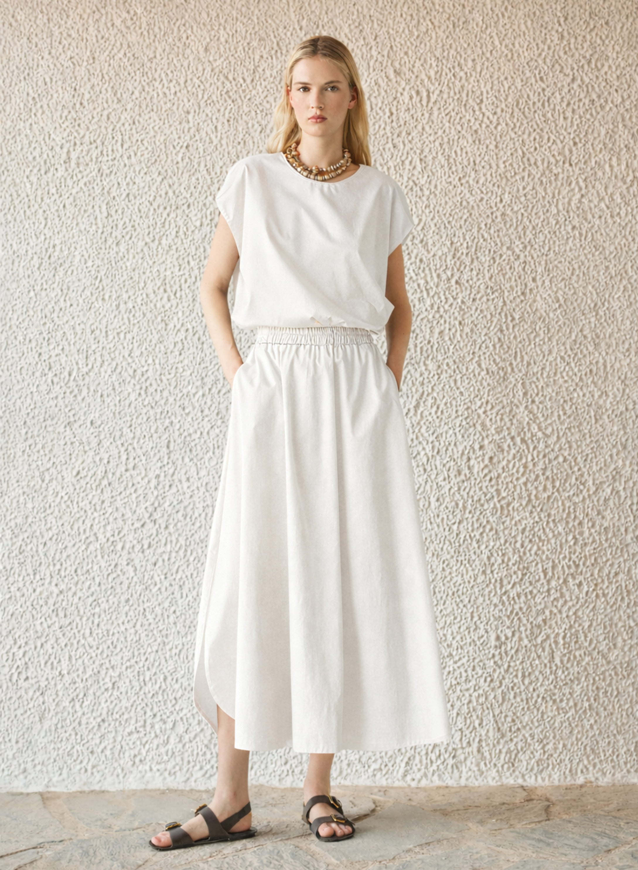 White cropped poplin Blouse "ELAN" Devotion Twins - 1