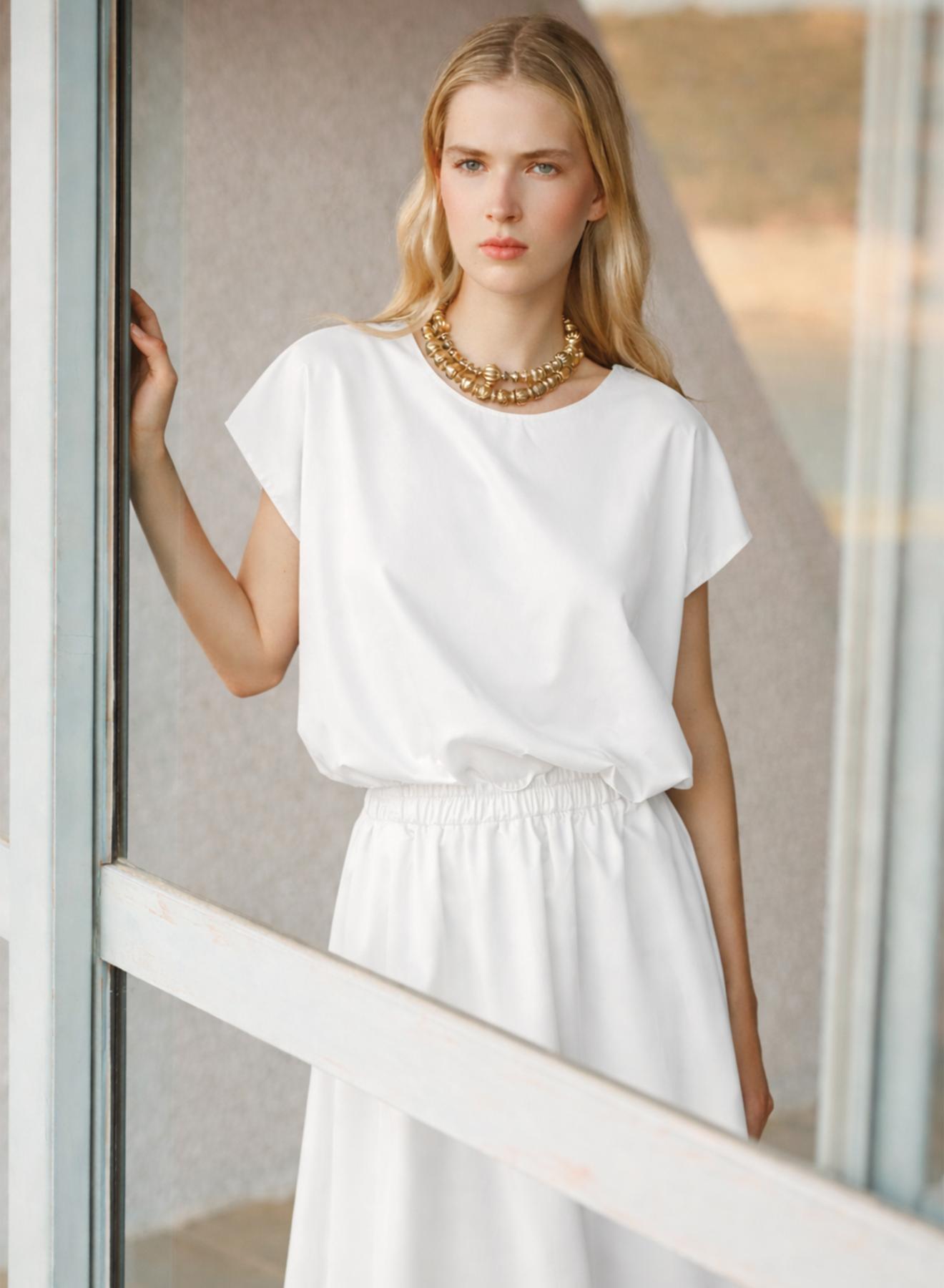White cropped poplin Blouse "ELAN" Devotion Twins - 4