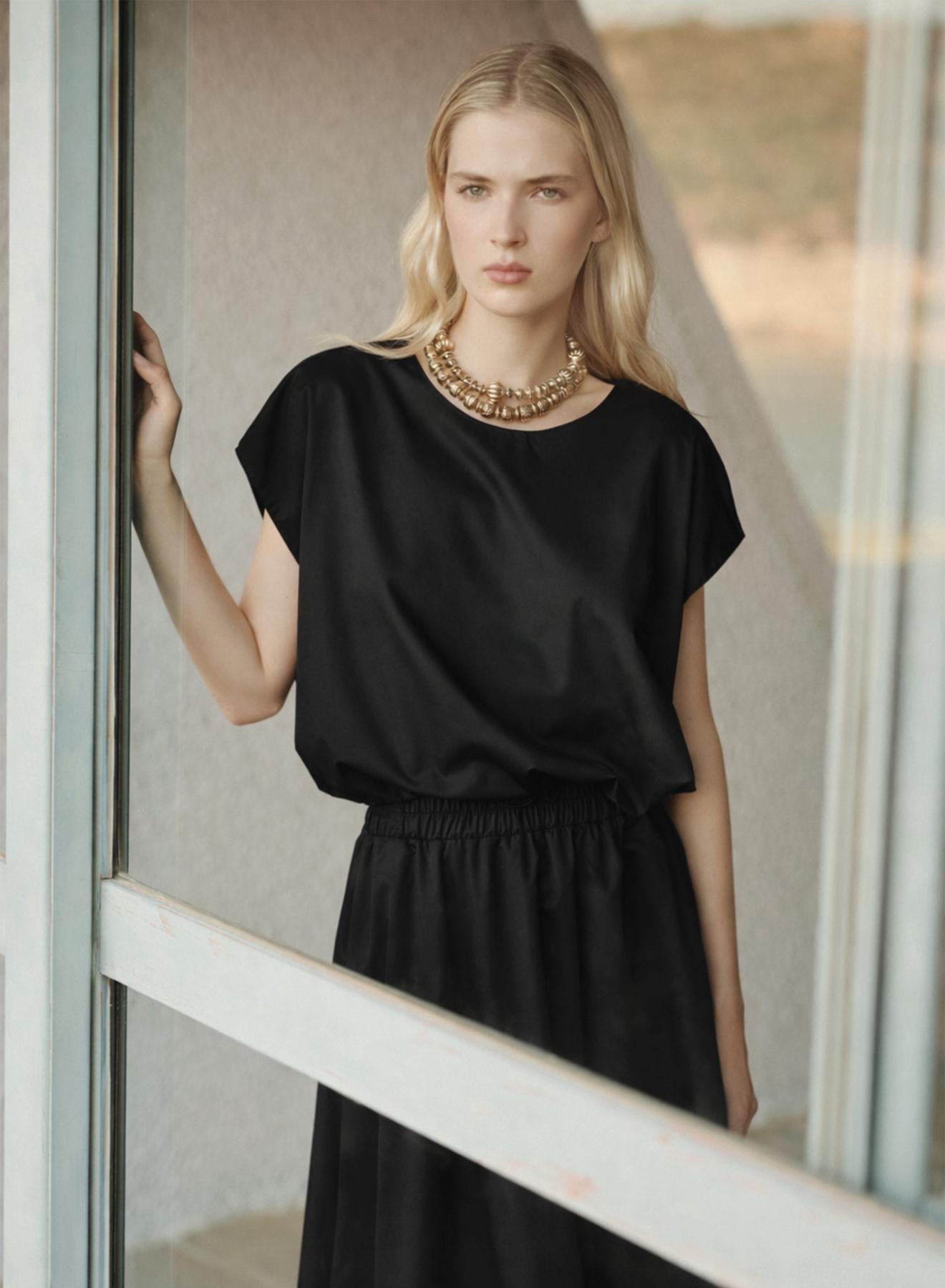 Μαύρη crop Μπλούζα ποπλίνα "ELAN" Devotion Twins - 4