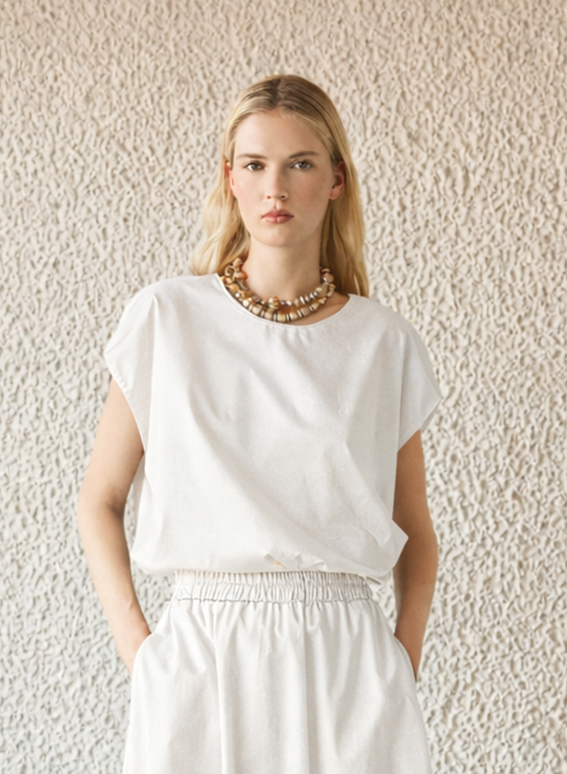 White cropped poplin Blouse "ELAN" Devotion Twins - 0