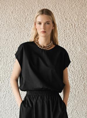 Μαύρη crop Μπλούζα ποπλίνα "ELAN" Devotion Twins - 54299