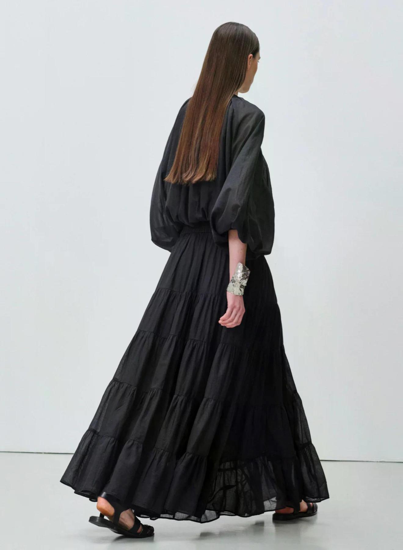 Black voile Blouse with balloon sleeves "WILLOW" Devotion Twins - 4