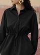 Μαύρο Πουκάμισο ποπλίνα με κορδόνι στη μέση "REALM" Devotion Twins - 2