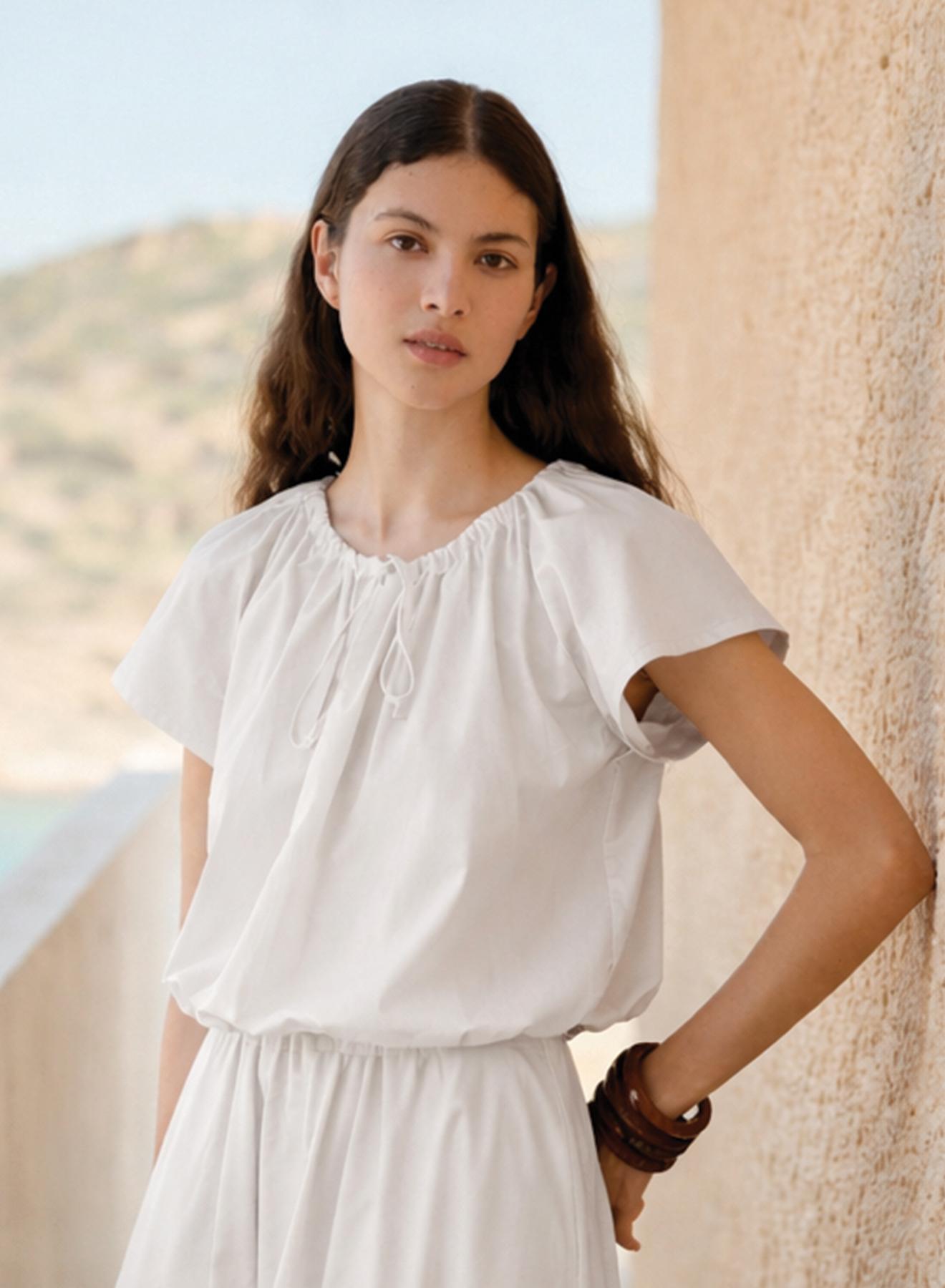 White popline Blouse "THALASSA" Devotion Twins - 1