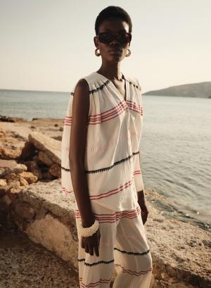 Off White αμάνικο jacquard Πουκάμισο "NORESSA" Devotion Twins - 54248