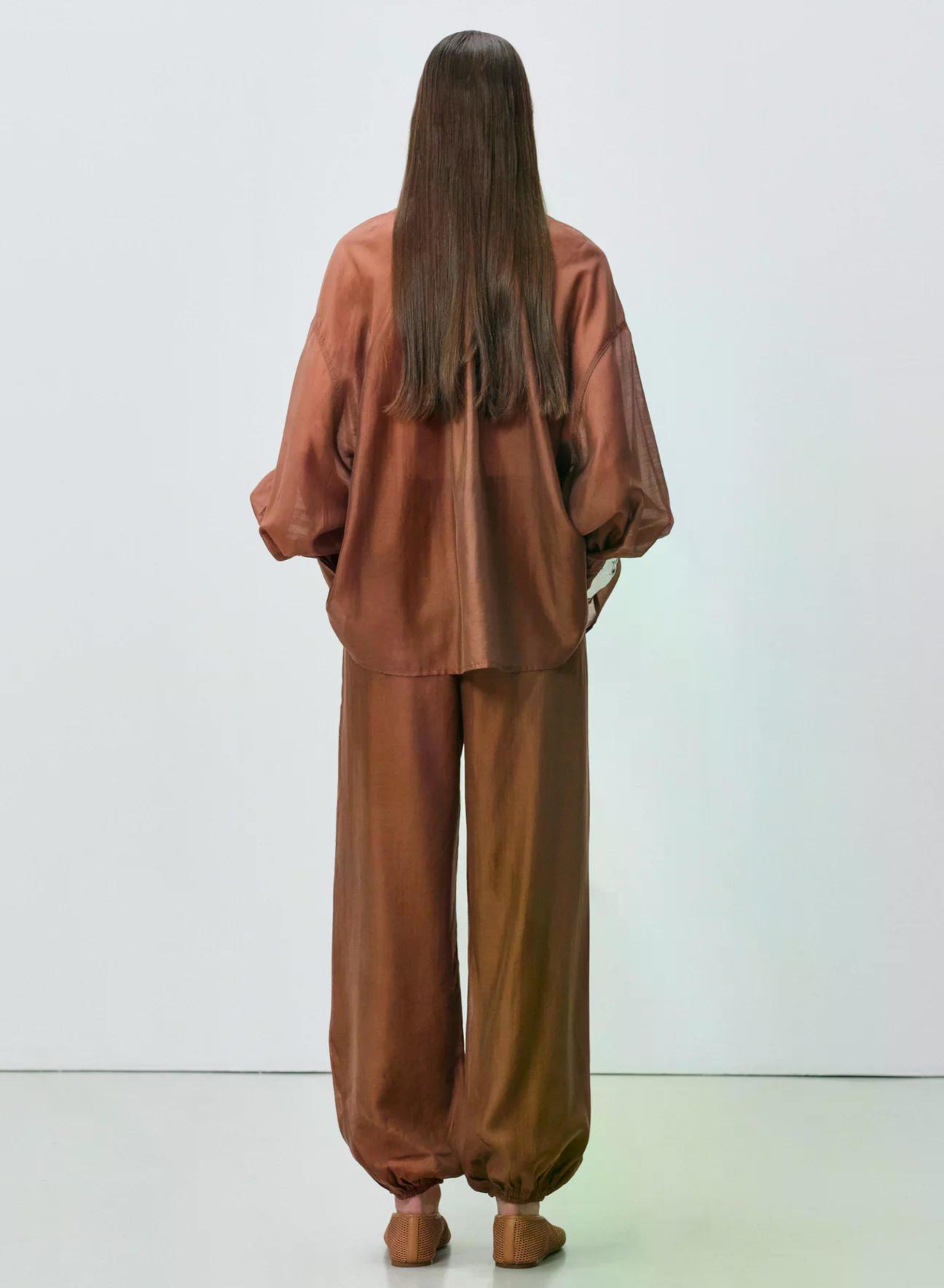 Chocolate Pants with elasticated waistband and hem "SILKSTONE" Devotion Twins - 6