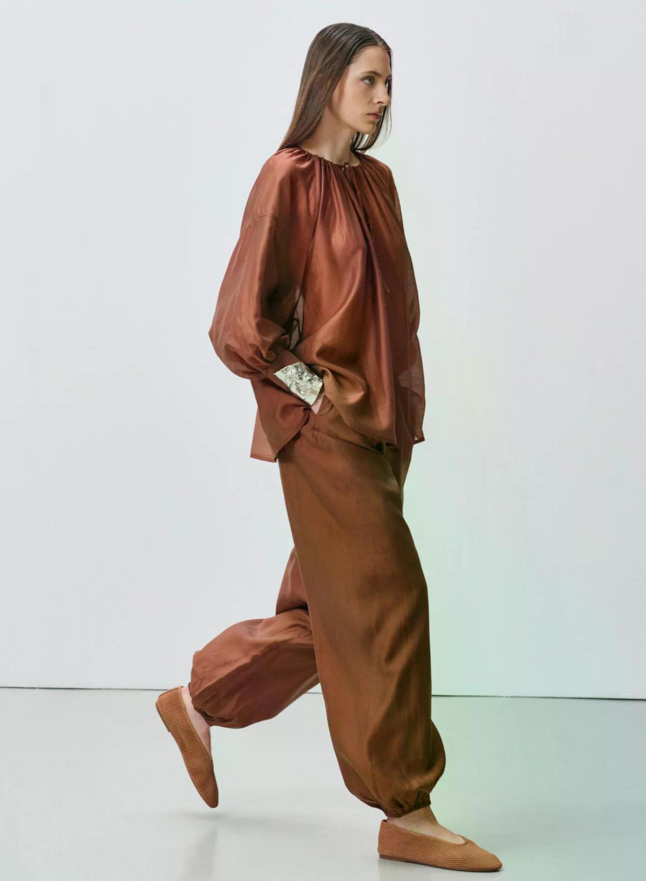 Chocolate Pants with elasticated waistband and hem "SILKSTONE" Devotion Twins - 5