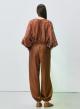Chocolate Pants with elasticated waistband and hem "SILKSTONE" Devotion Twins-8