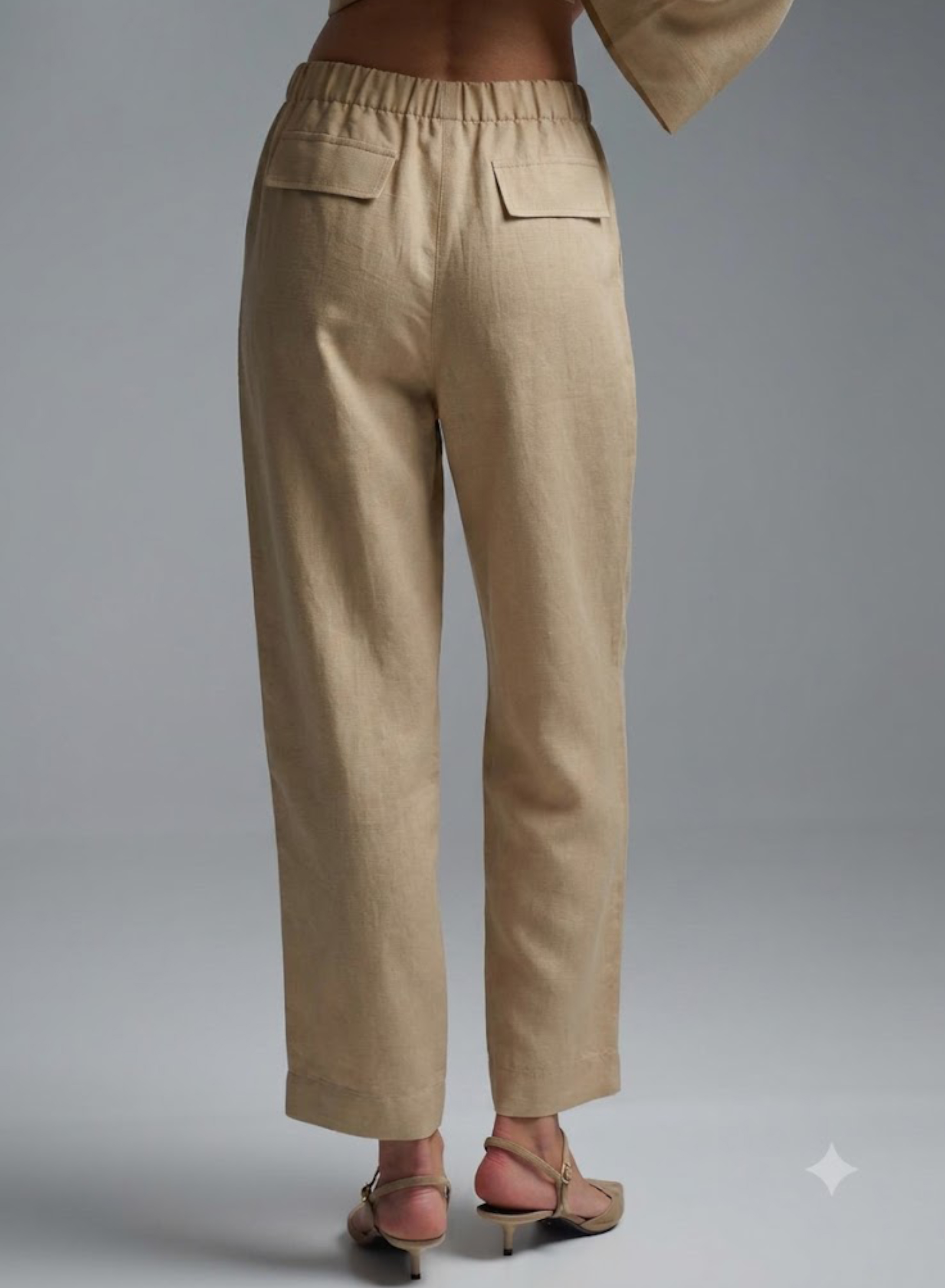 Beige Trousers with drawstring and elasticated waistband "ELIVETTE" Devotion Twins - 3
