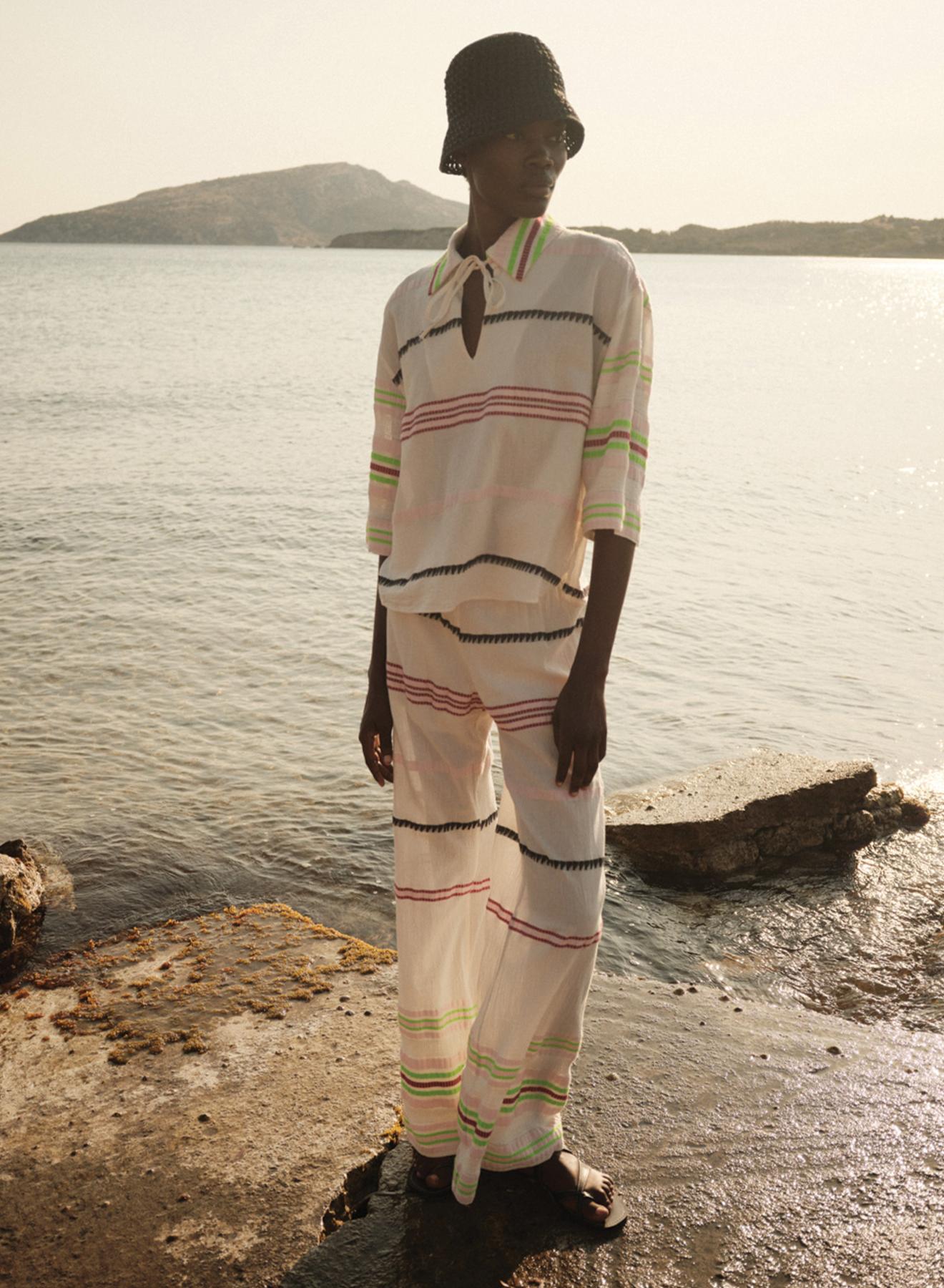 Off White Jacquard Pants "VELOURA" Devotion Twins - 3