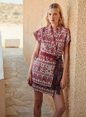 Red wrap Jacquard Skirt "LUSH" Devotion Twins - 54146