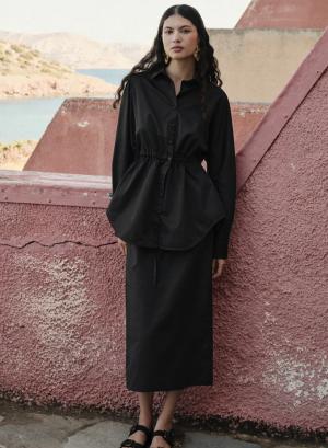 Μαύρη Φούστα ποπλίνα "EVA" Devotion Twins - 54346