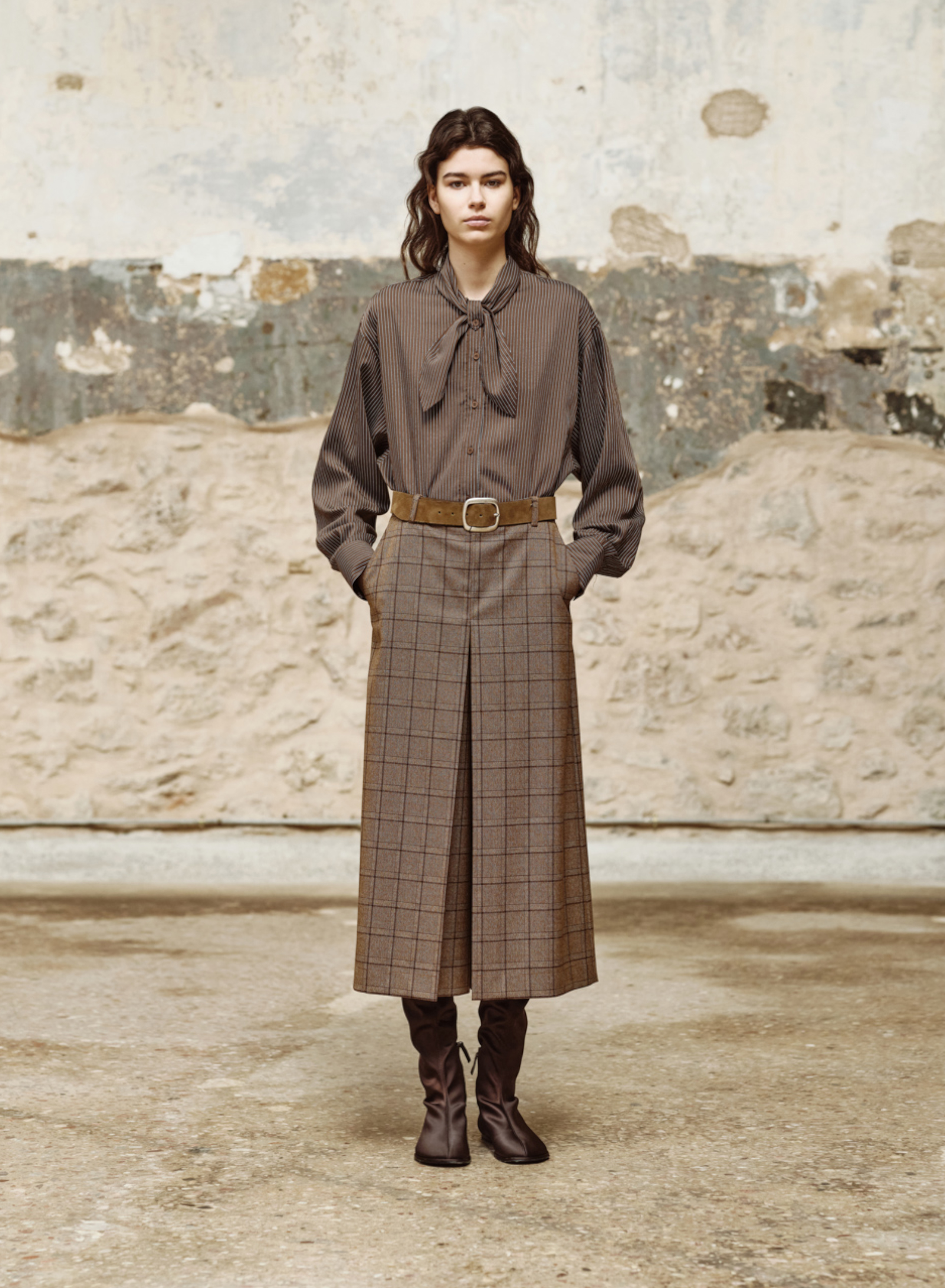 Chocolate-Ecru striped Shirt "DRELO" Devotion Twins - 0