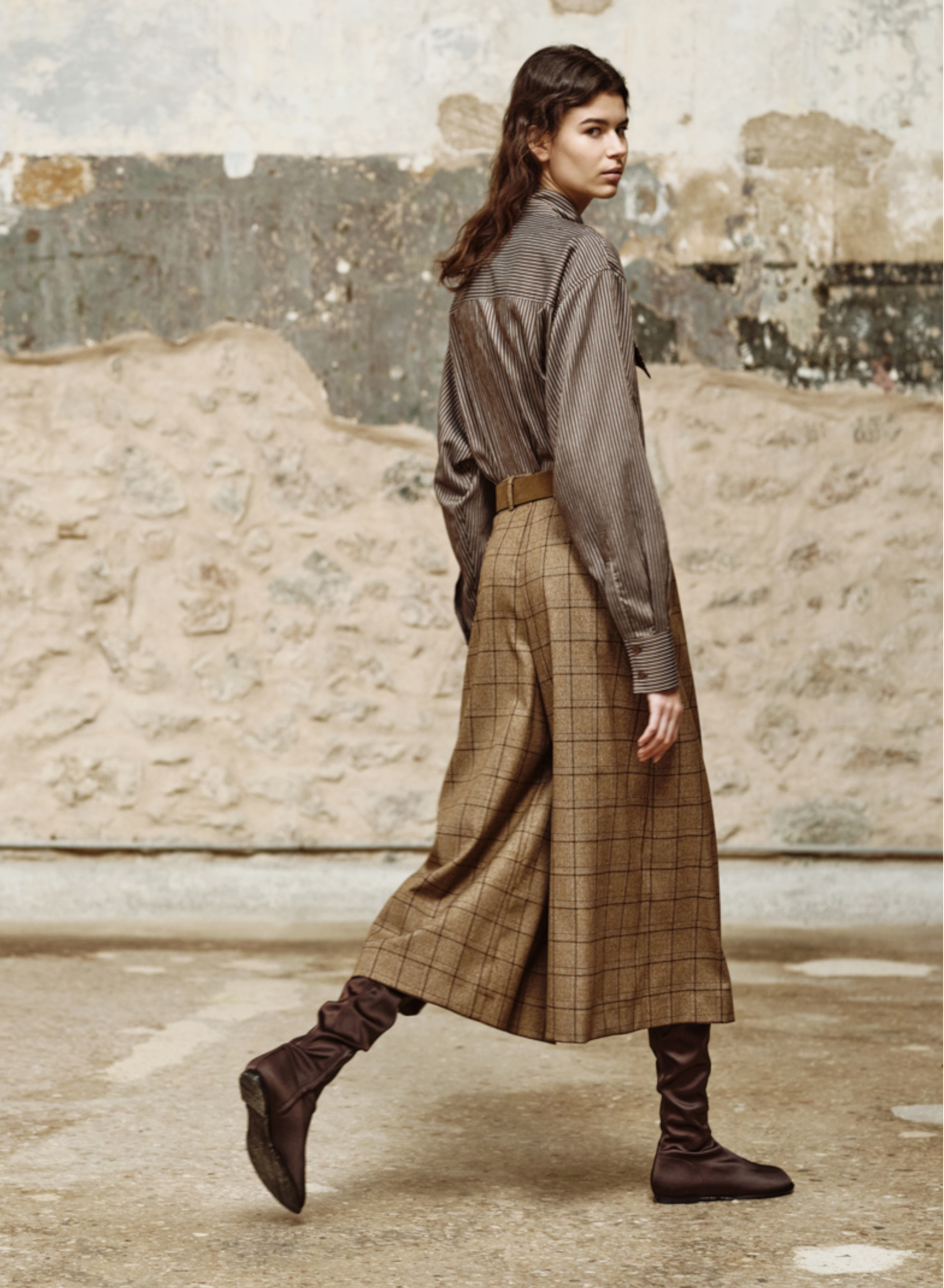 Chocolate-Ecru striped Shirt "DRELO" Devotion Twins - 2
