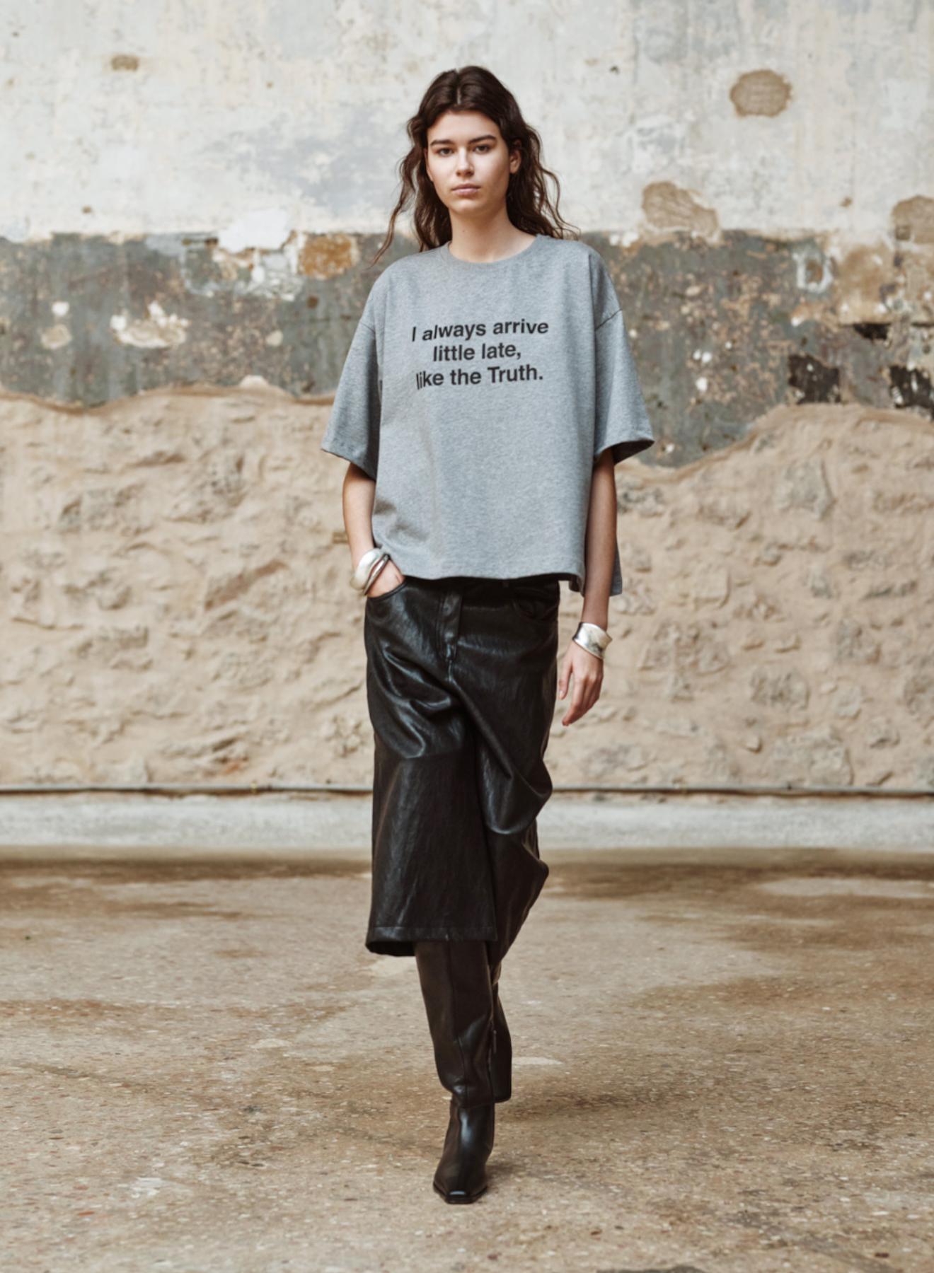 Grey cotton T-Shirt with print "CLEMENTINE" Devotion Twins - 2