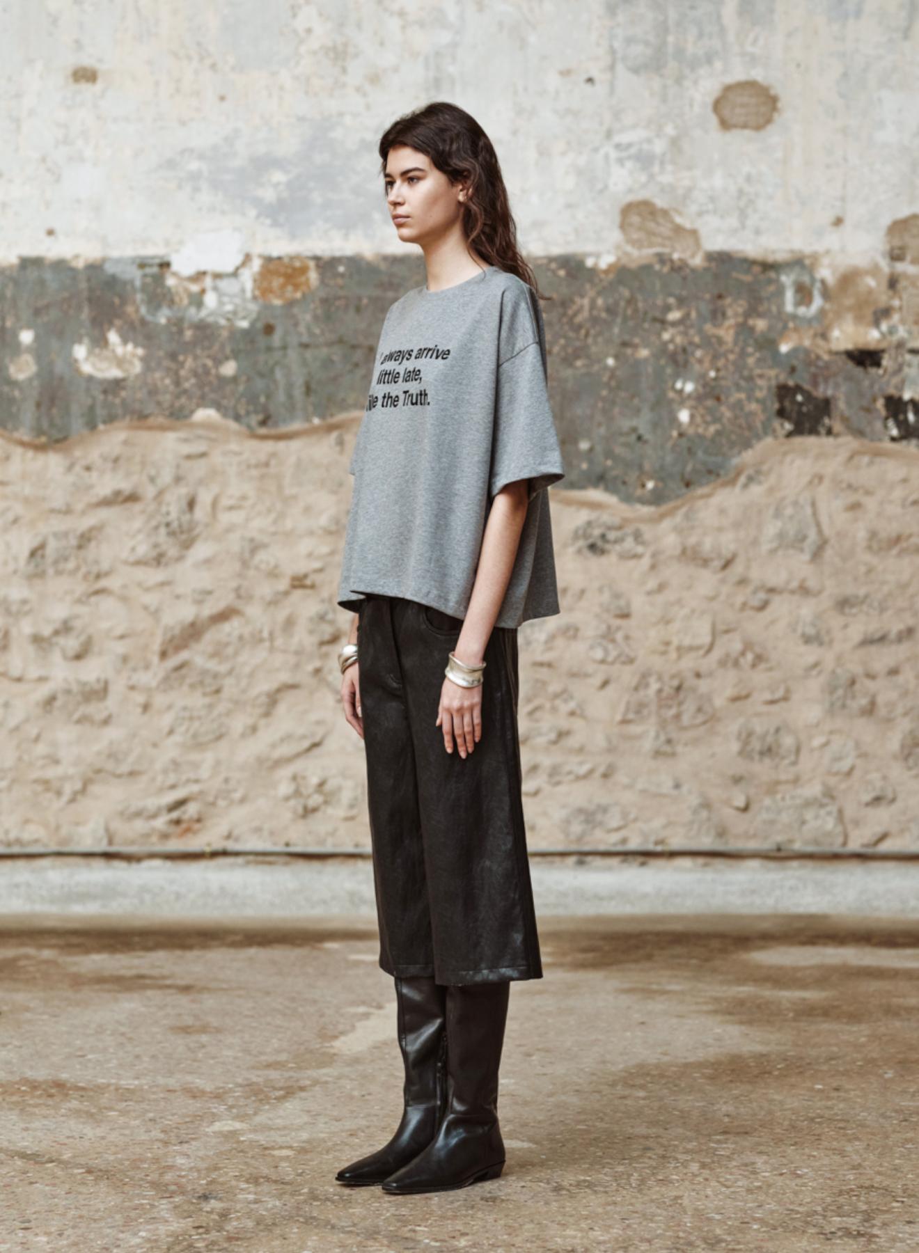 Grey cotton T-Shirt with print "CLEMENTINE" Devotion Twins - 3