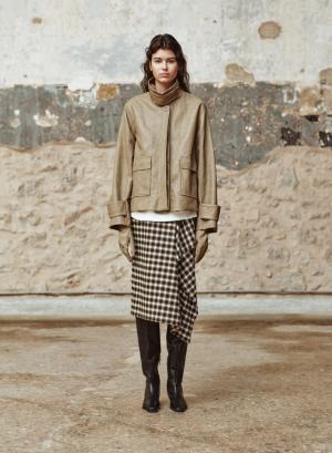 Beige eco leather Jacket with buttons "CLAIRE" Devotion Twins - 64989