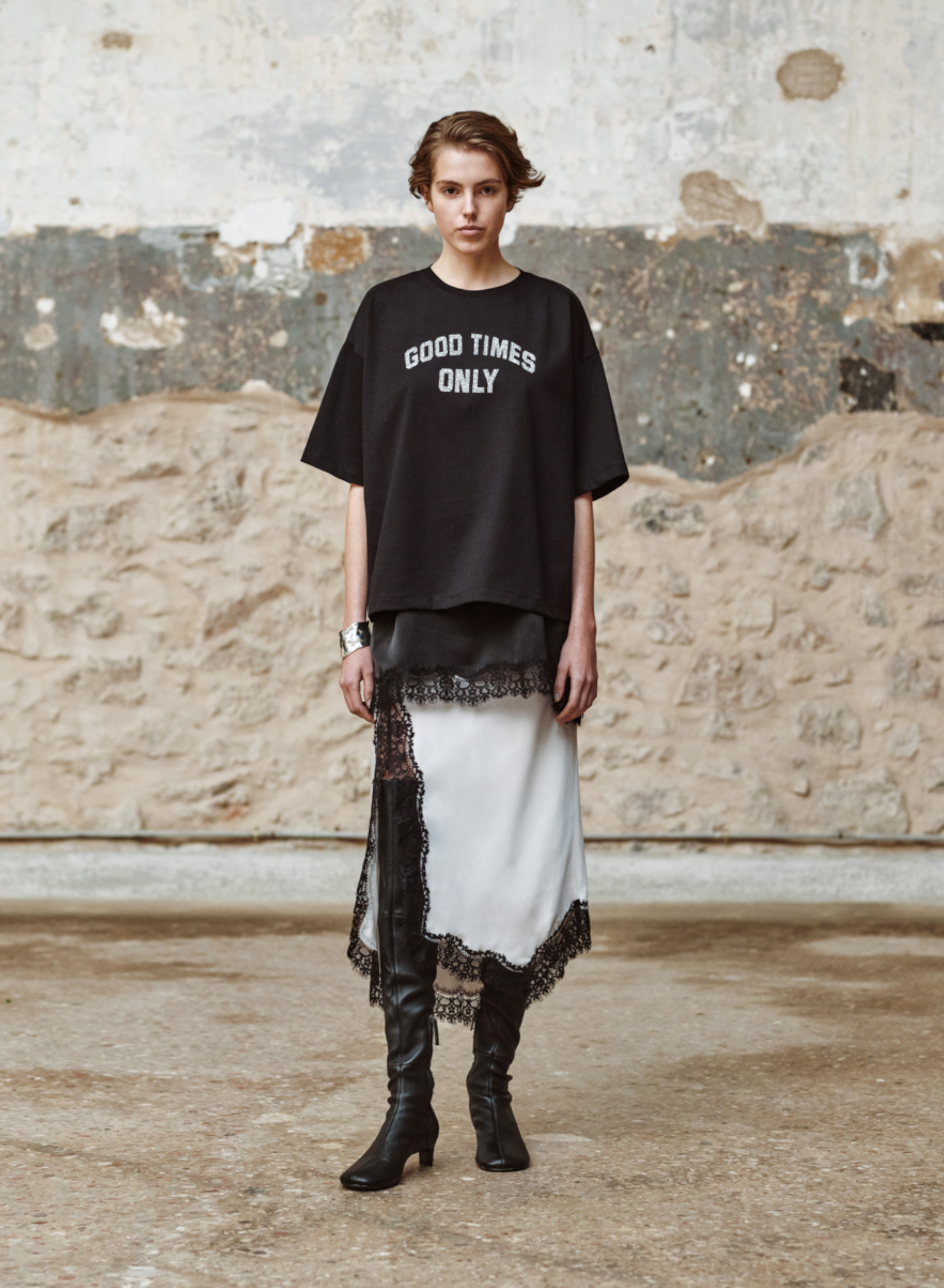 Black cotton T-Shirt with print "FRANCOICE" Devotion Twins - 3