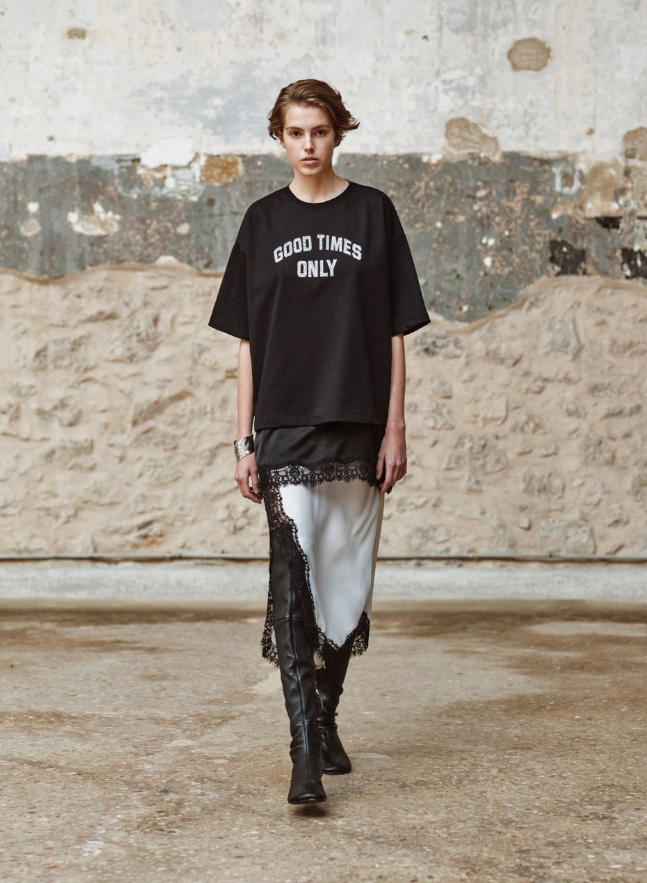 Black cotton T-Shirt with print "FRANCOICE" Devotion Twins - 4