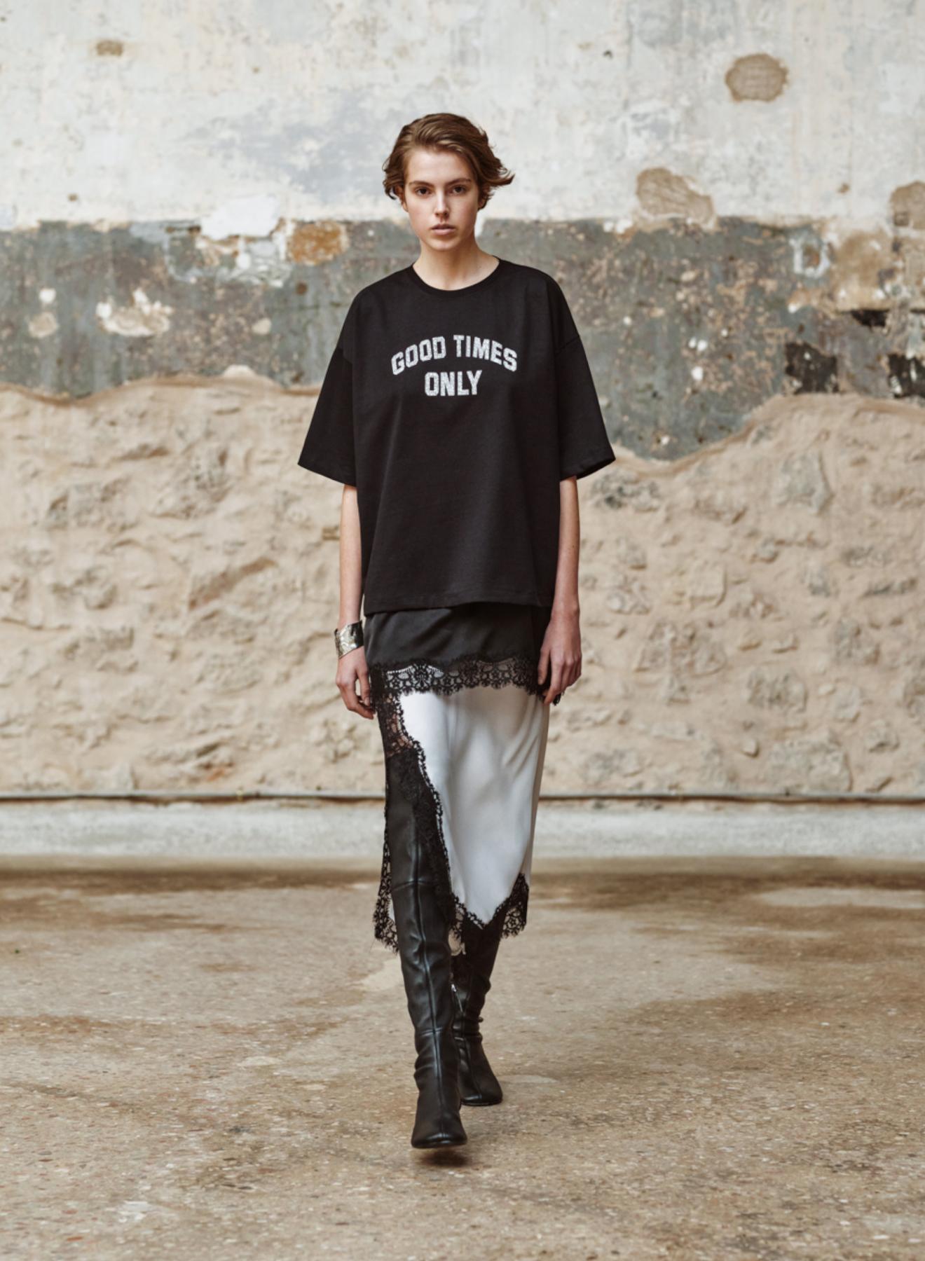 Black cotton T-Shirt with print "FRANCOICE" Devotion Twins - 5