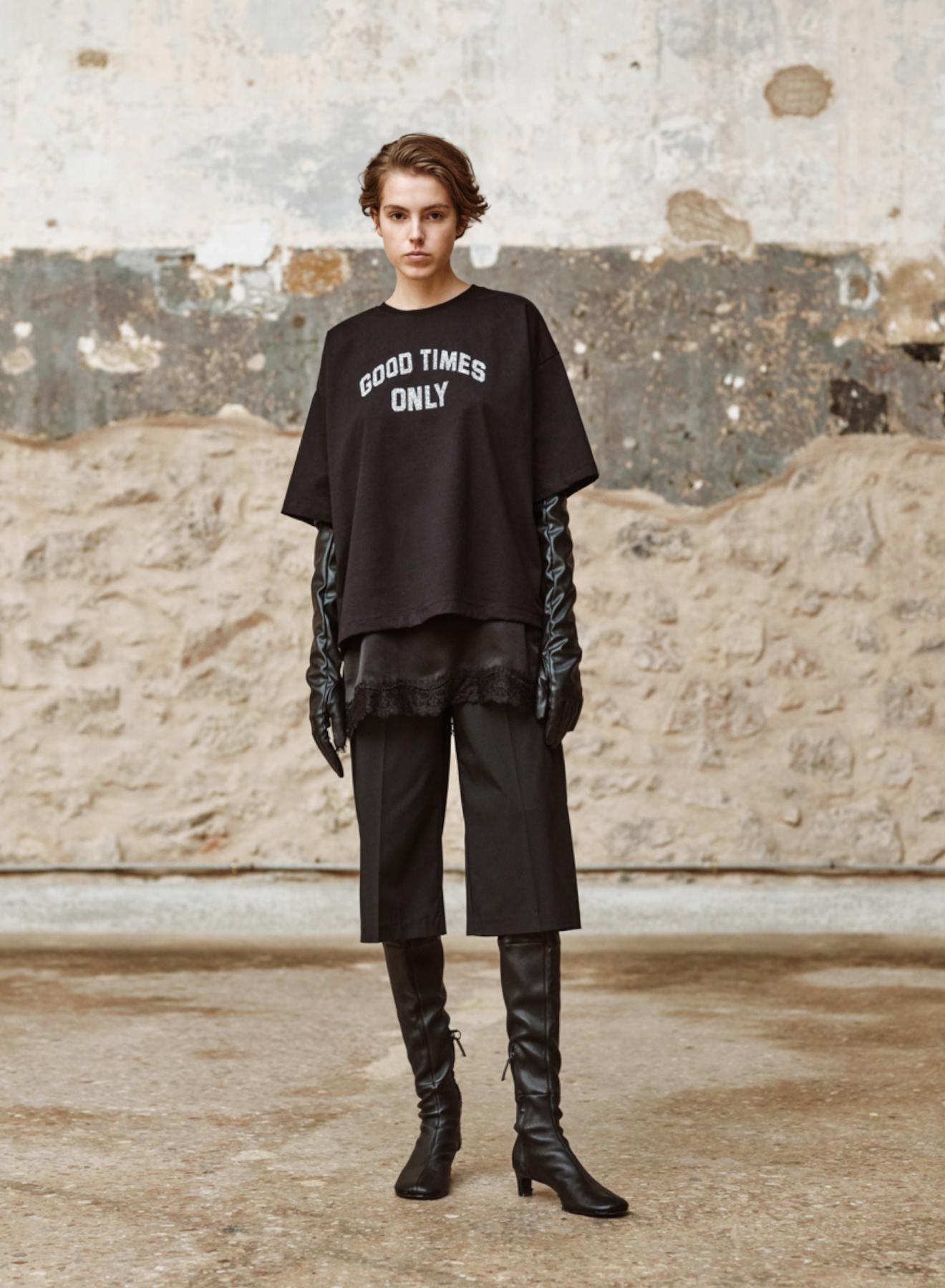 Black cotton T-Shirt with print "FRANCOICE" Devotion Twins - 1