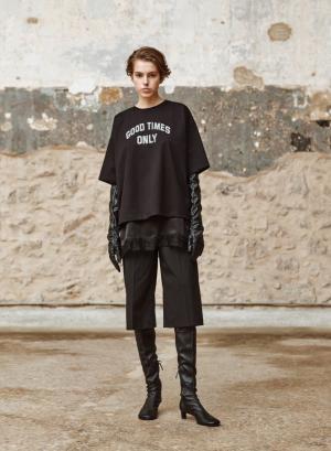 Black cotton T-Shirt with print "FRANCOICE" Devotion Twins - 64628
