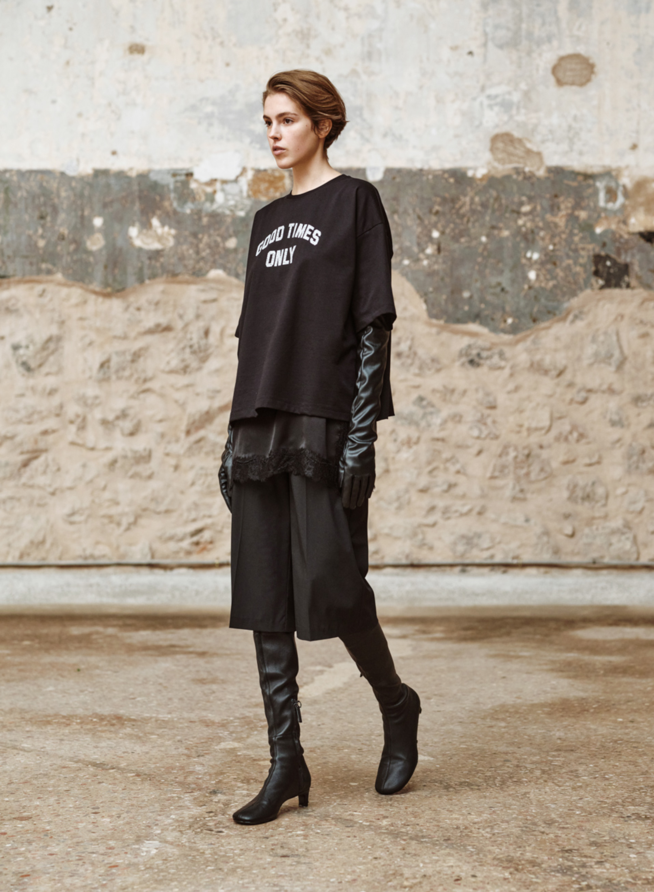 Black cotton T-Shirt with print "FRANCOICE" Devotion Twins - 1