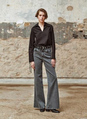 Μαύρο Παντελόνι Jean καμπάνα "CHLOE" Devotion Twins - 64555