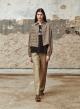 Beige eco leather Trousers with elasticated waistband with drawstring "CHARLOTTE" Devotion Twins - 0
