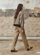 Beige eco leather Trousers with elasticated waistband with drawstring "CHARLOTTE" Devotion Twins - 3