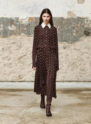 Chocolate printed Skirt with pleats and with belt "ELANCE" Devotion Twins - 65035