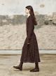 Chocolate printed Skirt with pleats and with belt "ELANCE" Devotion Twins - 2