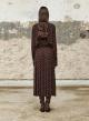 Chocolate printed Skirt with pleats and with belt "ELANCE" Devotion Twins - 3