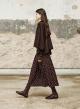 Chocolate printed Skirt with pleats and with belt "ELANCE" Devotion Twins-5