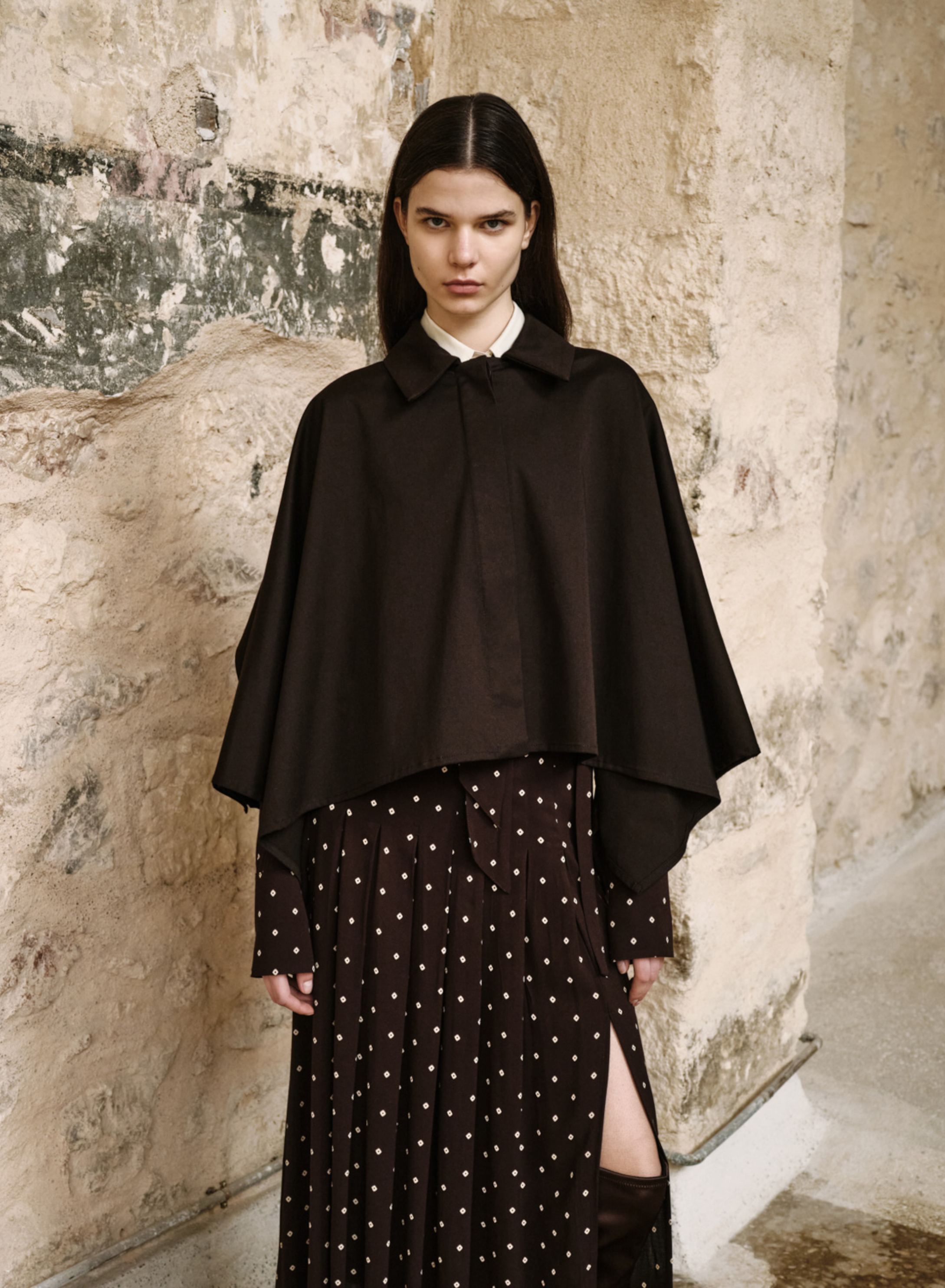 Chocolate printed Skirt with pleats and with belt "ELANCE" Devotion Twins - 6