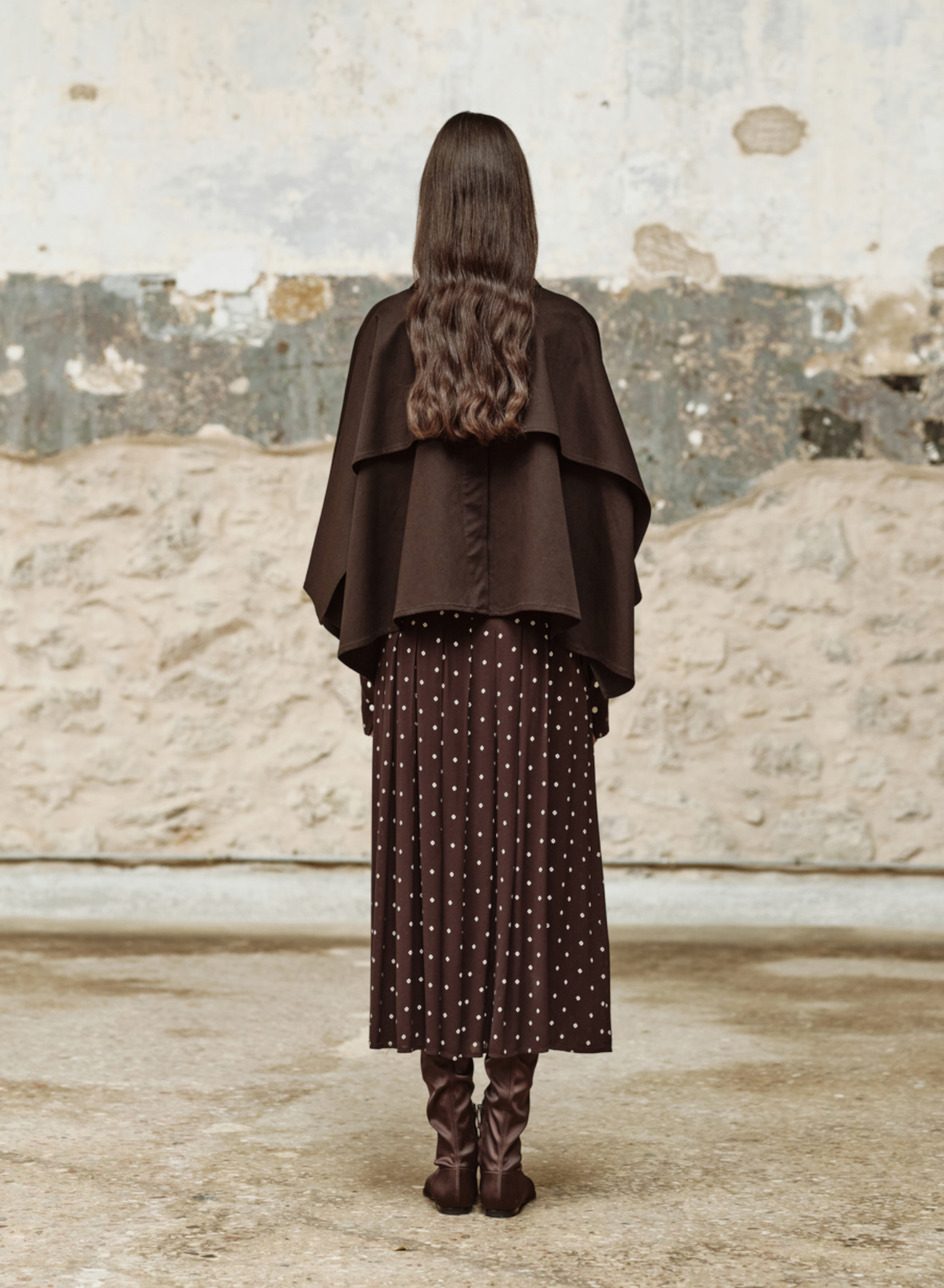 Chocolate printed Skirt with pleats and with belt "ELANCE" Devotion Twins - 7