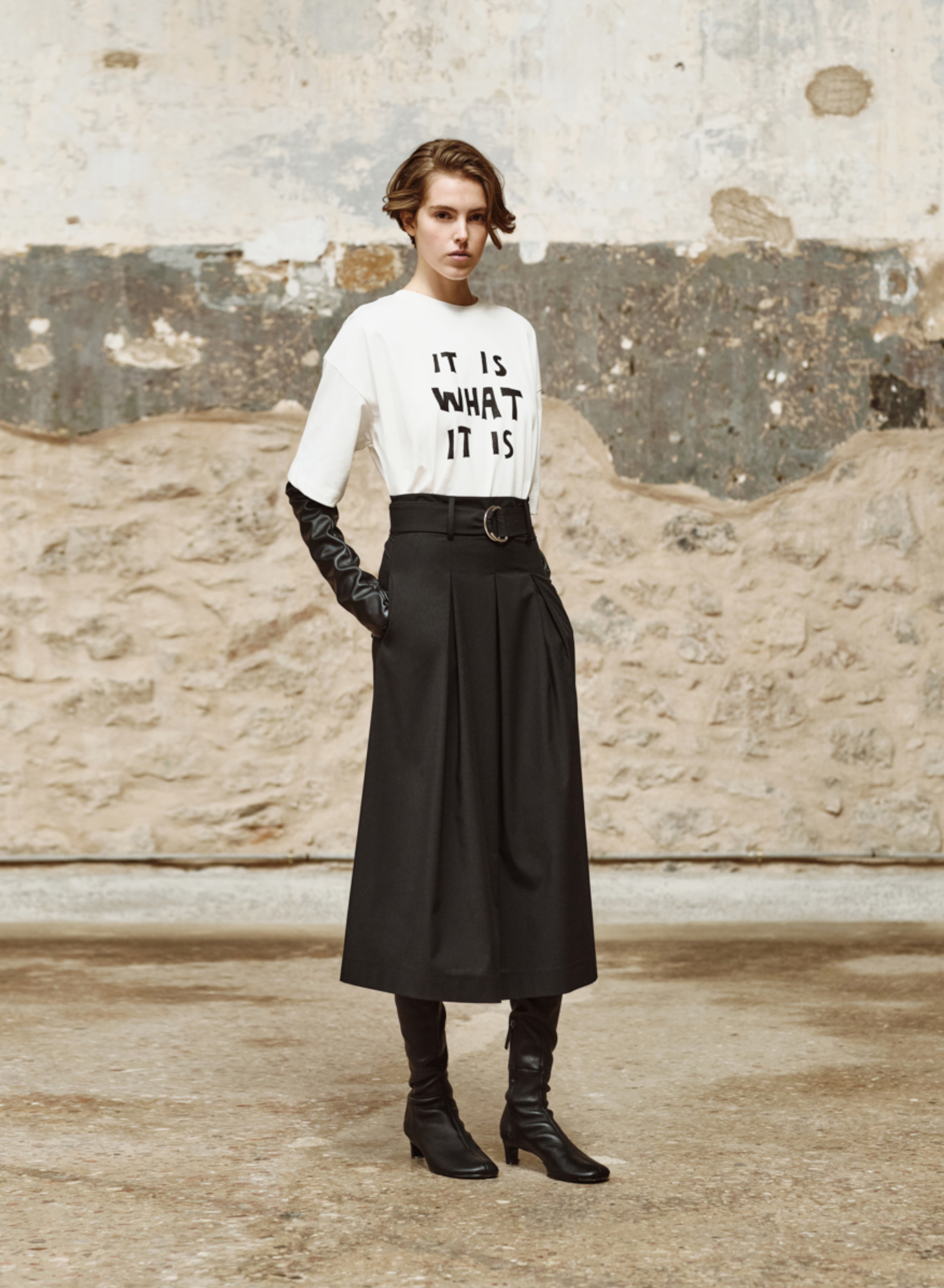 Black  pleated Skirt with belt "FLEURINE" Devotion Twins - 1