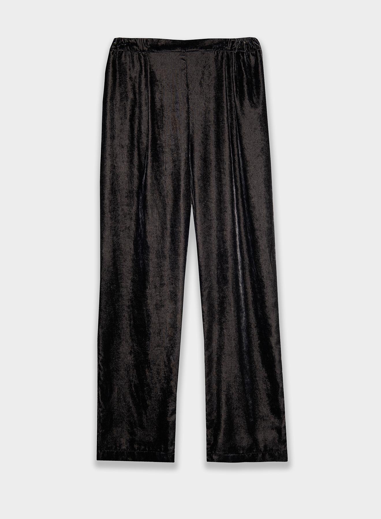 Anthracite velvet Trousers with elasticated waist Milla - 1