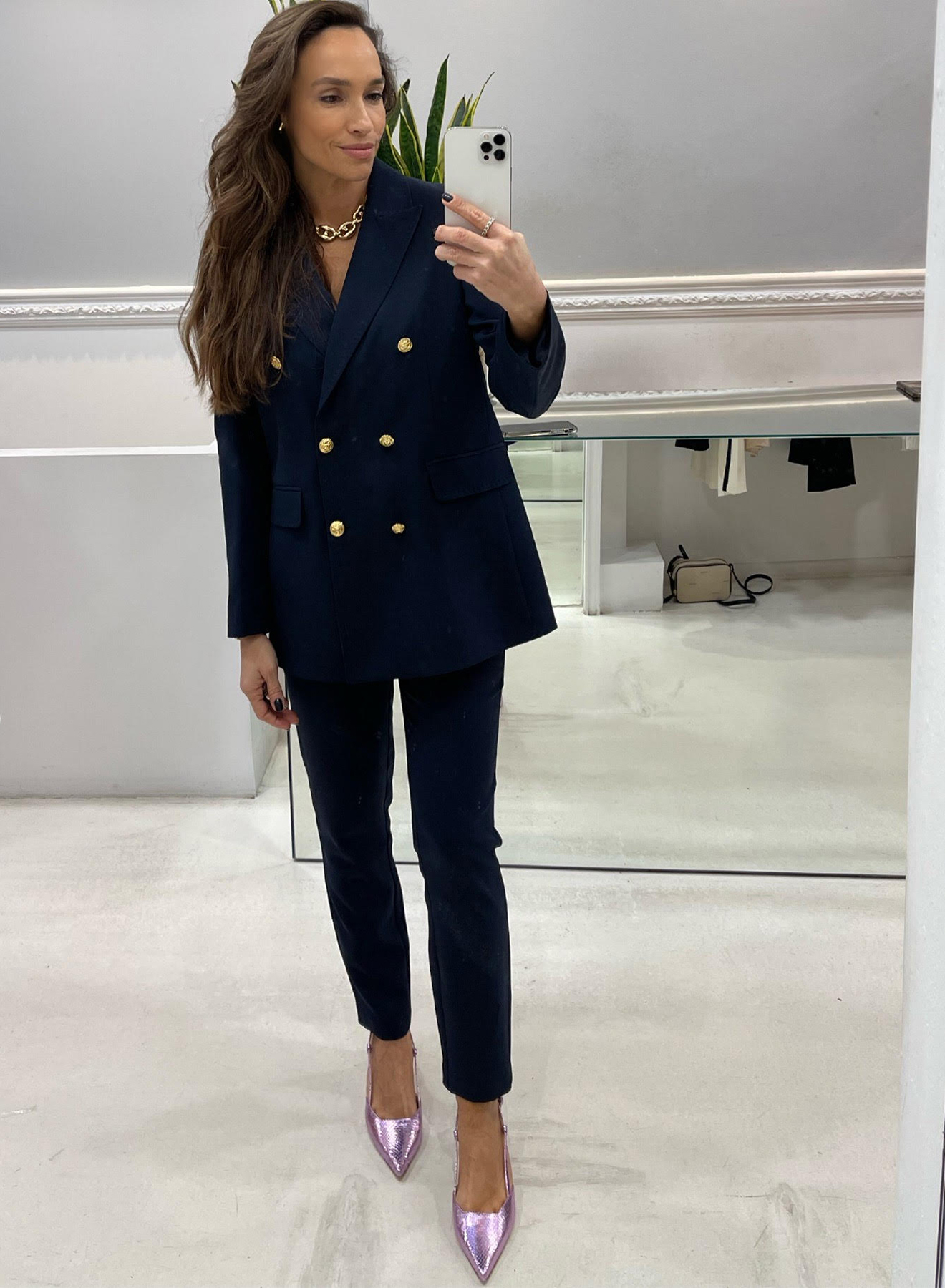 Double breasted blazer with gold buttons - 1