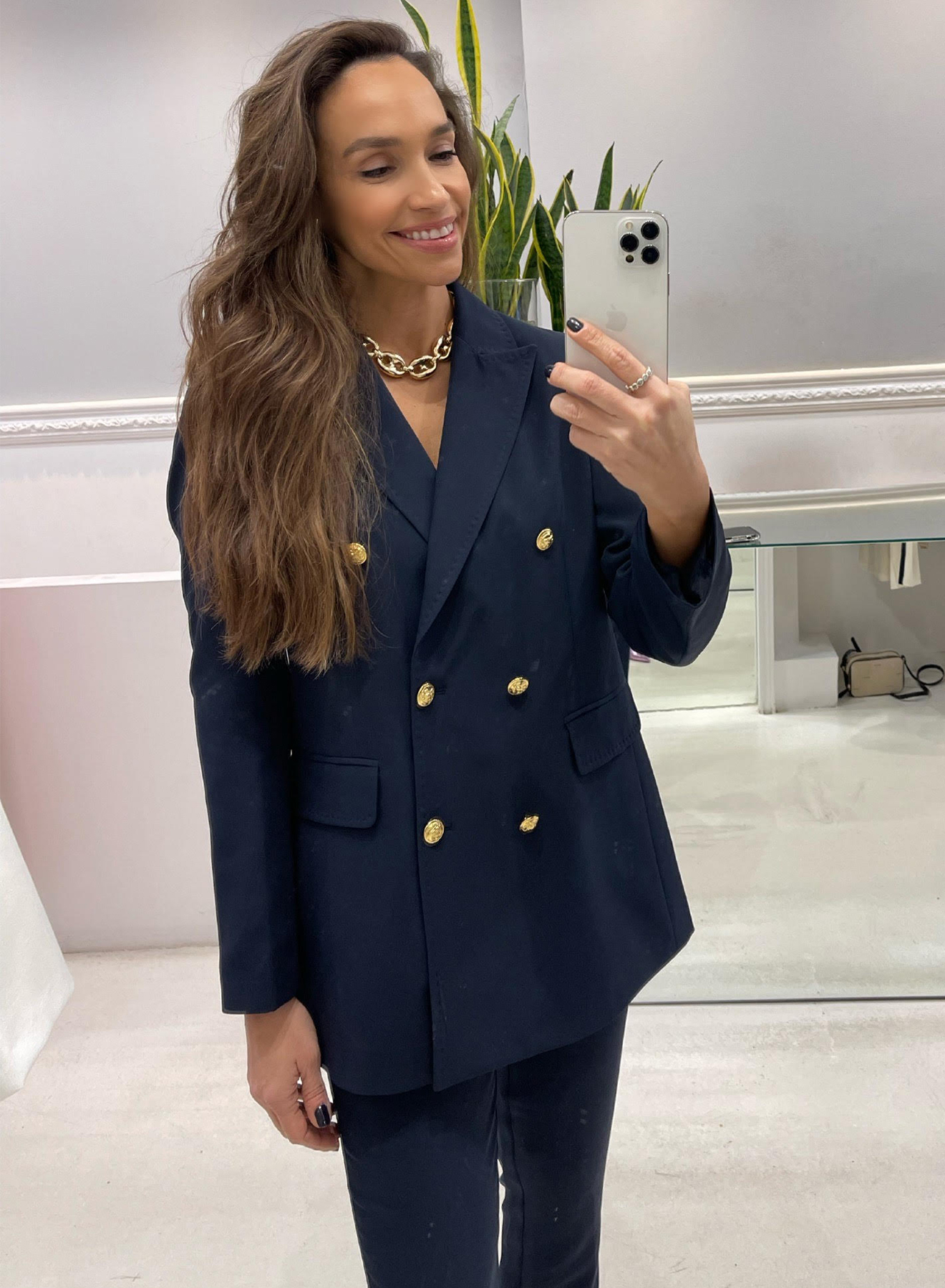 Double breasted blazer with gold buttons - 0