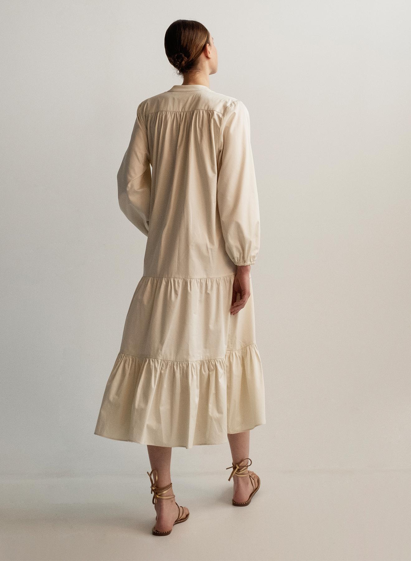 Φόρεμα βαμβακερό μακρύ με μακριά μανίκια - 1